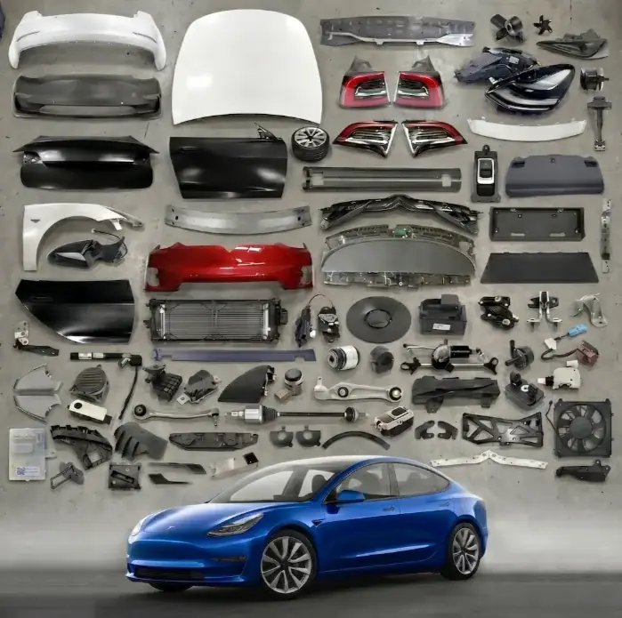 Tesla Model 3 完整拆解零件平放對比整車，電車玩家原廠拆件商城